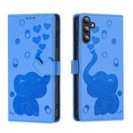 For Samsung Galaxy S24+ 5G Cartoon Elephant Embossed Leather Phone Case(Blue)