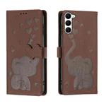 For Samsung Galaxy S23 5G Cartoon Elephant Embossed Leather Phone Case(Brown)