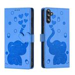 For Samsung Galaxy S23 FE 5G Cartoon Elephant Embossed Leather Phone Case(Blue)