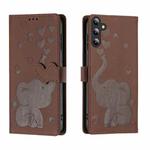 For Samsung Galaxy S25+ 5G Cartoon Elephant Embossed Leather Phone Case(Brown)
