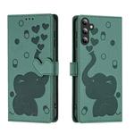 For Samsung Galaxy S25 FE 5G Cartoon Elephant Embossed Leather Phone Case(Green)