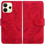 For Redmi Note 14 4G 164.84mm Tiger Embossing Pattern Leather Phone Case(Red)