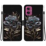 For Motorola Moto G55 Crystal Texture Colored Drawing Leather Phone Case(Black Rose)