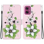 For Motorola Moto G55 Crystal Texture Colored Drawing Leather Phone Case(Lily)