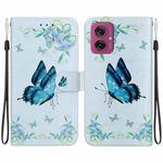 For Motorola Moto G55 Crystal Texture Colored Drawing Leather Phone Case(Blue Pansies)