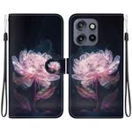 For Motorola Edge 50 Neo 5G Global Crystal Texture Colored Drawing Leather Phone Case(Purple Peony)