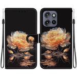 For Motorola Edge 50 Neo 5G Global Crystal Texture Colored Drawing Leather Phone Case(Gold Peony)