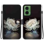 For Motorola Moto G35 Crystal Texture Colored Drawing Leather Phone Case(Crystal Peony)