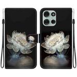 For Motorola Moto G75 5G Crystal Texture Colored Drawing Leather Phone Case(Crystal Peony)