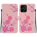 For Motorola Moto G 5G 2025 Crystal Texture Colored Drawing Leather Phone Case(Cherry Blossoms)