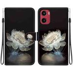 For Motorola Moto G05 / E15 Crystal Texture Colored Drawing Leather Phone Case(Crystal Peony)