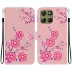 For Motorola Moto G15 Crystal Texture Colored Drawing Leather Phone Case(Cherry Blossoms)