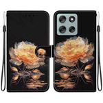 For Motorola Moto G56 5G / G66j 5G / G66y 5G Crystal Texture Colored Drawing Leather Phone Case(Gold Peony)