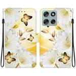 For Motorola Moto G56 5G / G66j 5G / G66y 5G Crystal Texture Colored Drawing Leather Phone Case(Gold Butterfly Epiphyllum)