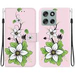 For Motorola Moto G56 5G / G66j 5G / G66y 5G Crystal Texture Colored Drawing Leather Phone Case(Lily)