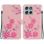For Motorola Moto G56 5G / G66j 5G / G66y 5G Crystal Texture Colored Drawing Leather Phone Case(Cherry Blossoms)