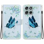 For Motorola Moto G56 5G / G66j 5G / G66y 5G Crystal Texture Colored Drawing Leather Phone Case(Blue Pansies)