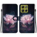 For Motorola Moto G86 5G Crystal Texture Colored Drawing Leather Phone Case(Purple Peony)