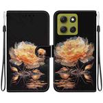 For Motorola Moto G86 5G Crystal Texture Colored Drawing Leather Phone Case(Gold Peony)