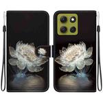 For Motorola Moto G86 5G Crystal Texture Colored Drawing Leather Phone Case(Crystal Peony)