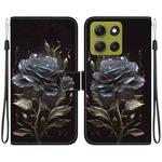 For Motorola Moto G86 5G Crystal Texture Colored Drawing Leather Phone Case(Black Rose)
