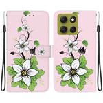 For Motorola Moto G86 5G Crystal Texture Colored Drawing Leather Phone Case(Lily)