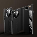 For Huawei Mate XT Ultimate Design View Window Genuine Leather Electroplating Phone Case(Black)