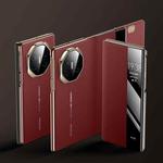 For Huawei Mate XT Ultimate Design View Window Genuine Leather Electroplating Phone Case(Red)