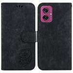 For Motorola Moto G55 Little Tiger Embossed Leather Phone Case(Black)