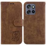 For Motorola Edge 50 Neo 5G Global Little Tiger Embossed Leather Phone Case(Brown)