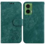 For Motorola Moto G35 Little Tiger Embossed Leather Phone Case(Green)