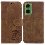 For Motorola Moto G35 Little Tiger Embossed Leather Phone Case(Brown)