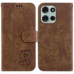 For Motorola Moto G75 5G Little Tiger Embossed Leather Phone Case(Brown)