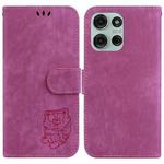 For Motorola Moto G75 5G Little Tiger Embossed Leather Phone Case(Rose Red)