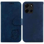 For Motorola Moto G 5G 2025 Little Tiger Embossed Leather Phone Case(Dark Blue)