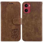 For Motorola Moto G05 / E15 Little Tiger Embossed Leather Phone Case(Brown)