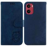 For Motorola Moto G05 / E15 Little Tiger Embossed Leather Phone Case(Dark Blue)