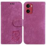 For Motorola Moto G05 / E15 Little Tiger Embossed Leather Phone Case(Rose Red)