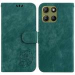 For Motorola Moto G15 Little Tiger Embossed Leather Phone Case(Green)