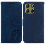 For Motorola Moto G15 Little Tiger Embossed Leather Phone Case(Dark Blue)