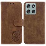 For Motorola Moto G56 5G / G66j 5G / G66y 5G Little Tiger Embossed Leather Phone Case(Brown)