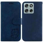 For Motorola Moto G56 5G / G66j 5G / G66y 5G Little Tiger Embossed Leather Phone Case(Dark Blue)