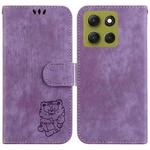 For Motorola Moto G86 5G Little Tiger Embossed Leather Phone Case(Purple)