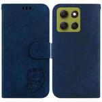 For Motorola Moto G86 5G Little Tiger Embossed Leather Phone Case(Dark Blue)