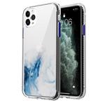 For iPhone 11 Pro Marble Pattern Glittery Powder Shockproof TPU + Acrylic Protective Case with Detachable Buttons(Baby Blue)