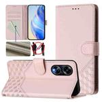 For OPPO A98 5G / F23 5G India Honeycomb Embossing RFID Leather Phone Case(Pink)