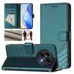 For OPPO F27 Pro+ Honeycomb Embossing RFID Leather Phone Case(Peacock Green)