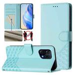 For OPPO Find X5 Honeycomb Embossing RFID Leather Phone Case(Mint Green)