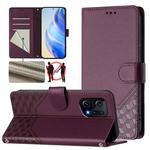 For OPPO Find X5 Honeycomb Embossing RFID Leather Phone Case(Violet)