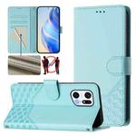 For OPPO Find X5 Pro Honeycomb Embossing RFID Leather Phone Case(Mint Green)